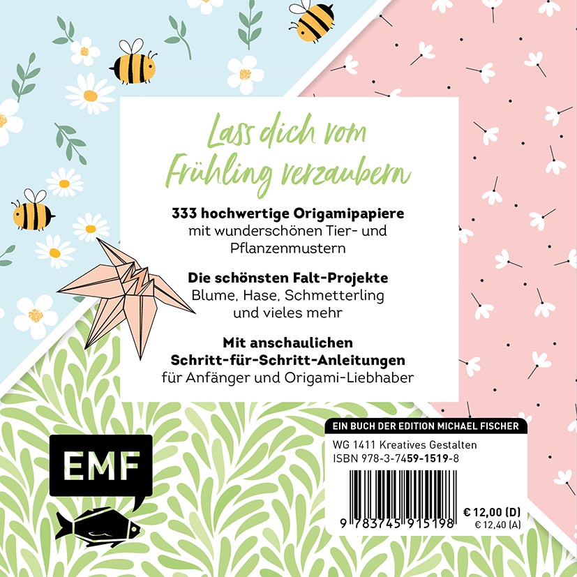 Rückseitencover 333 Origami – Spring Time – Zauberschöne Papiere falten für Frühling & Ostern