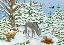 Vorderes Coverbild Sticker-Adventskalender – Eselchen im Winterwald