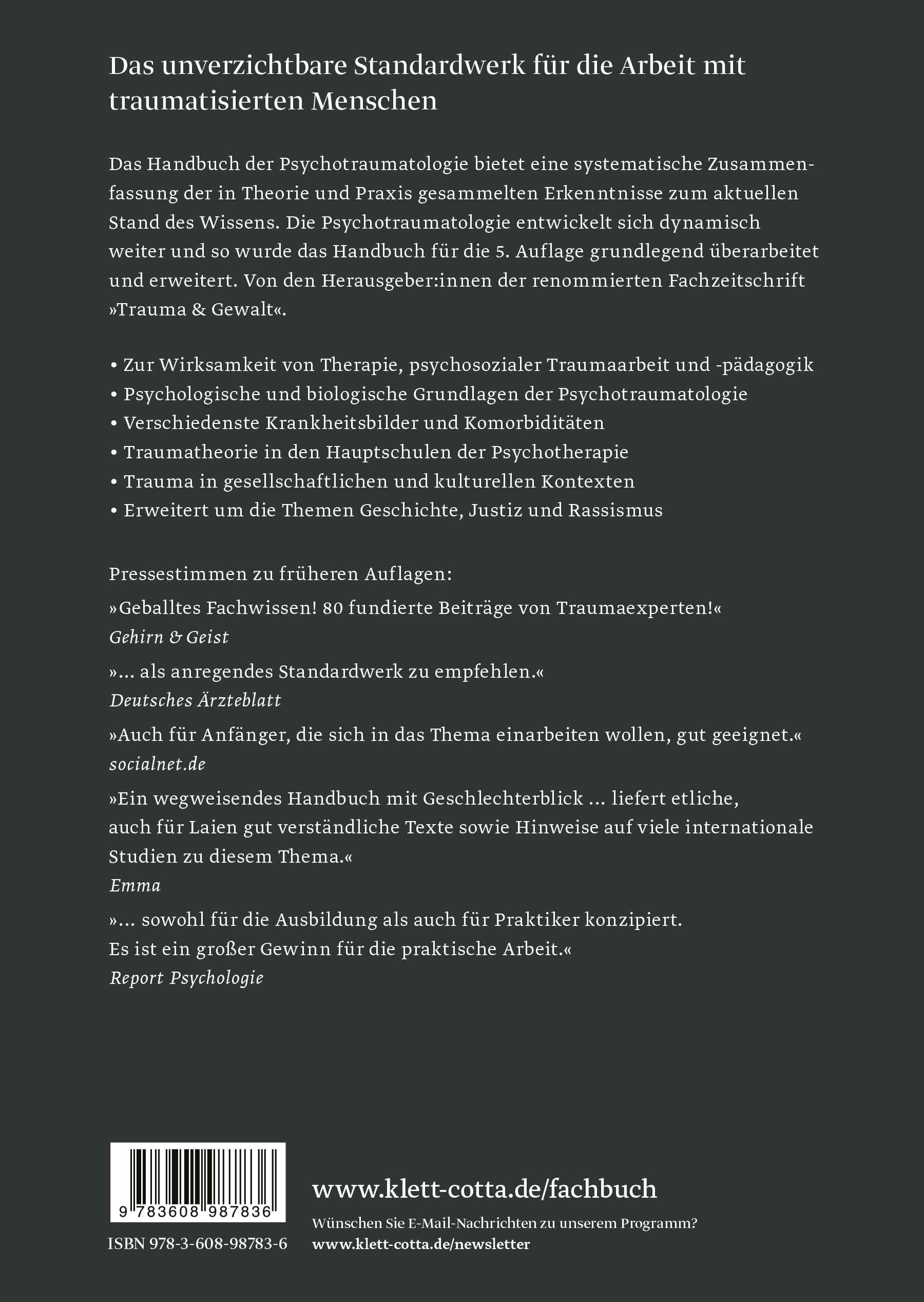 Rückseitencover Handbuch der Psychotraumatologie