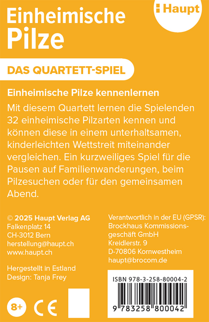 Rückseitencover Einheimische Pilze – das Quartett-Spiel