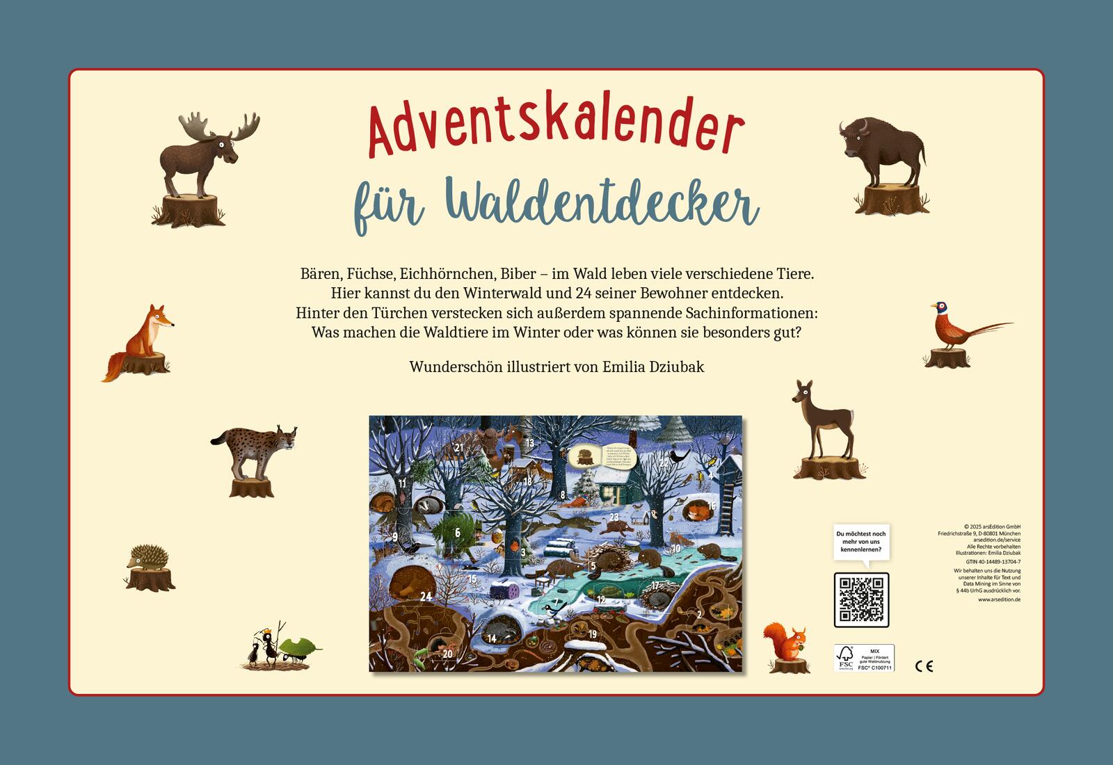 Rückseitencover Adventskalender – Winter im Wald | Wandkalender