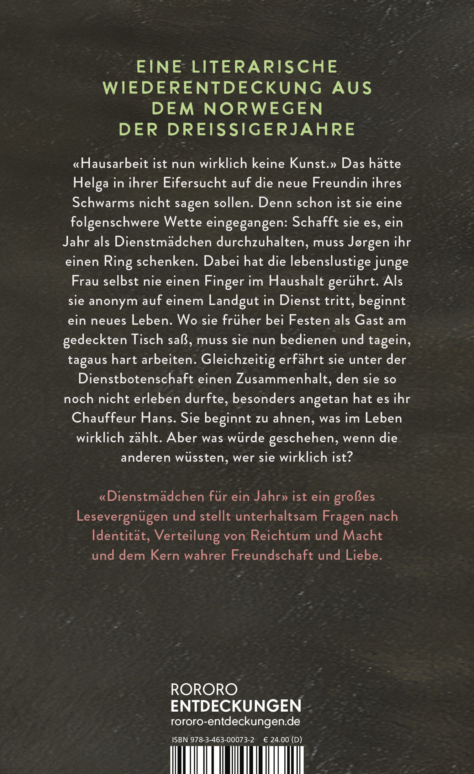 Rückseitencover Dienstmädchen für ein Jahr