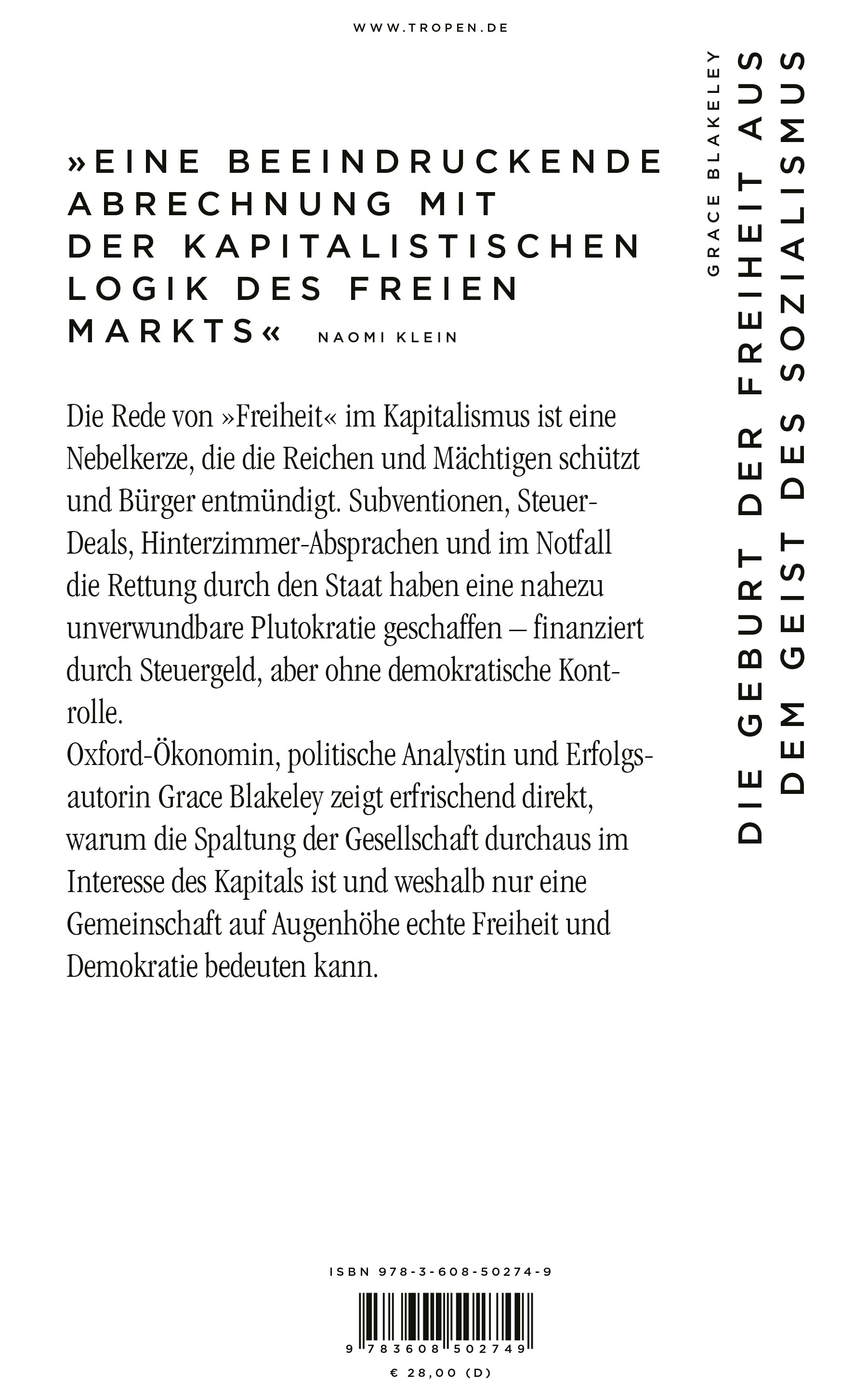 Rückseitencover Die Geburt der Freiheit aus dem Geist des Sozialismus