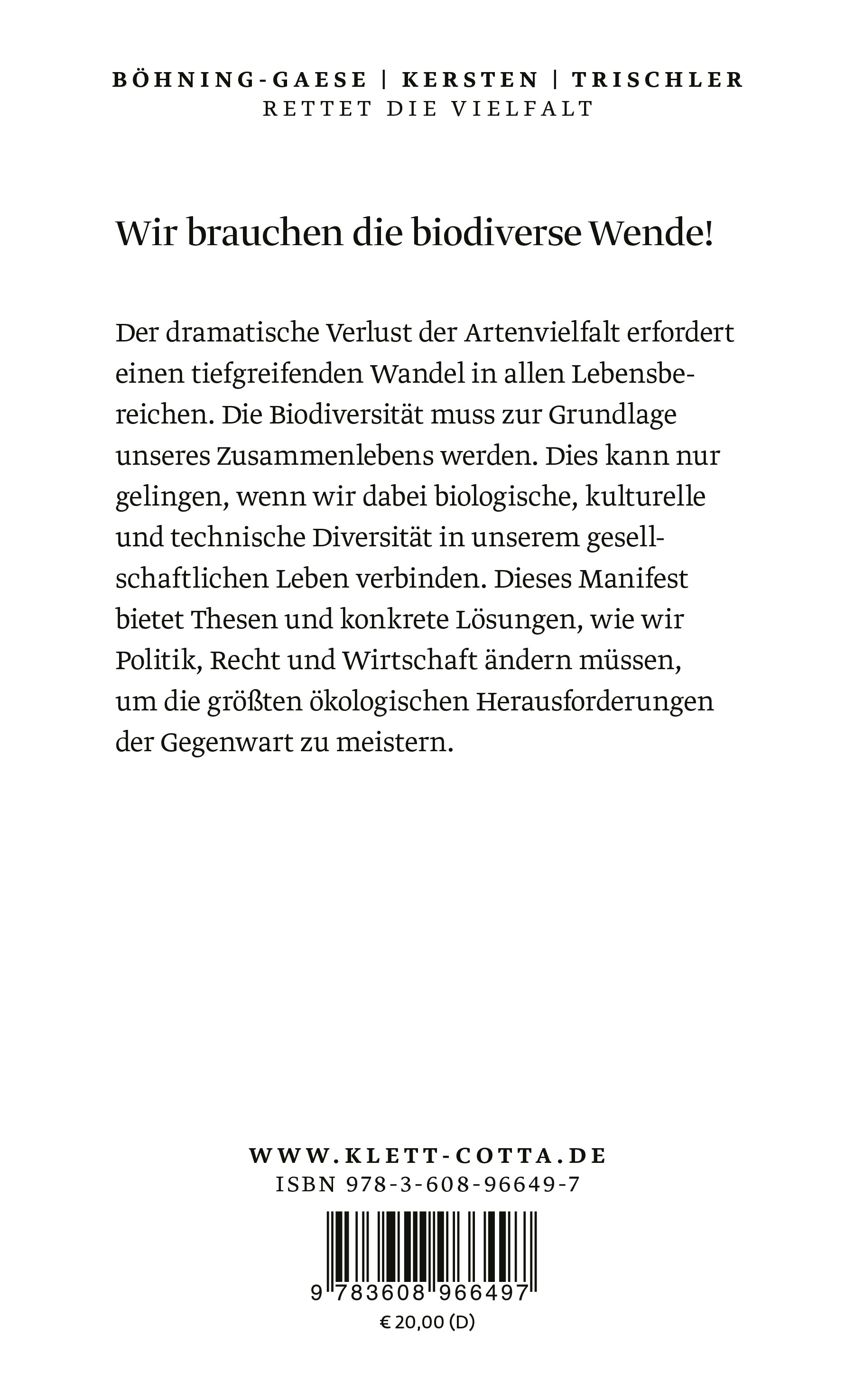 Rückseitencover Rettet die Vielfalt