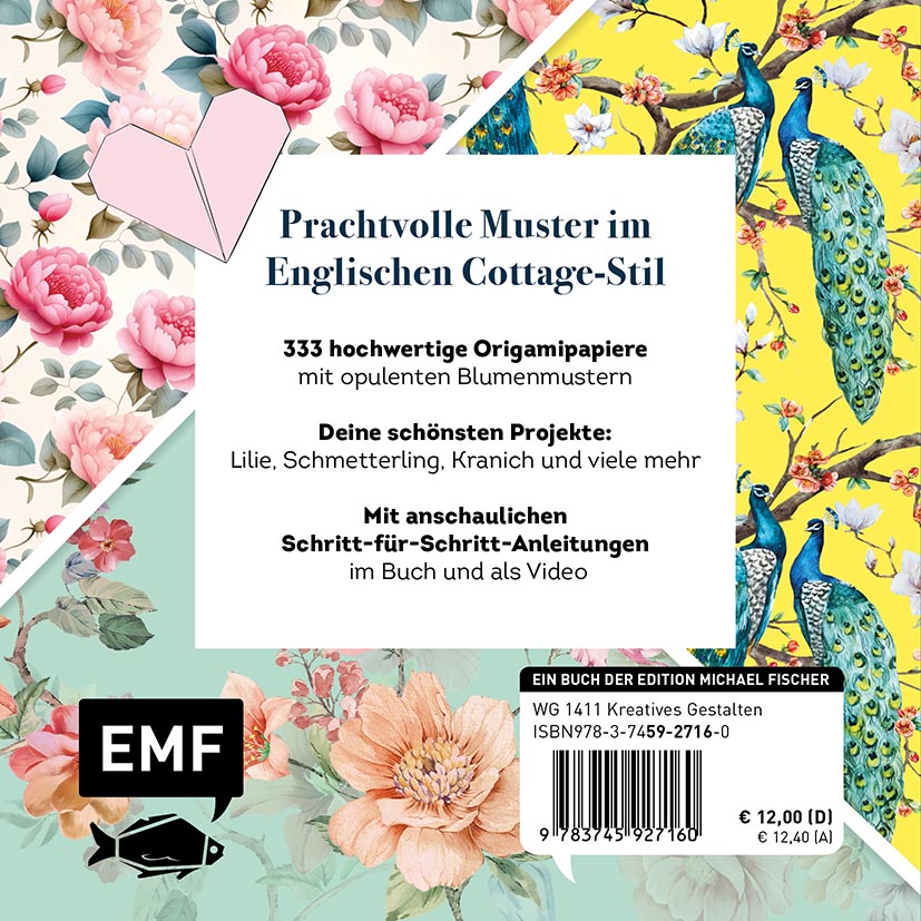 Rückseitencover 333 Origami – Cottage Garden – Wunderschöne Papiere falten für Blumen-Fans