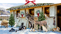 Vorderes Coverbild Wand-Adventskalender - Nostalgische Weihnacht bei den Tieren im Stall