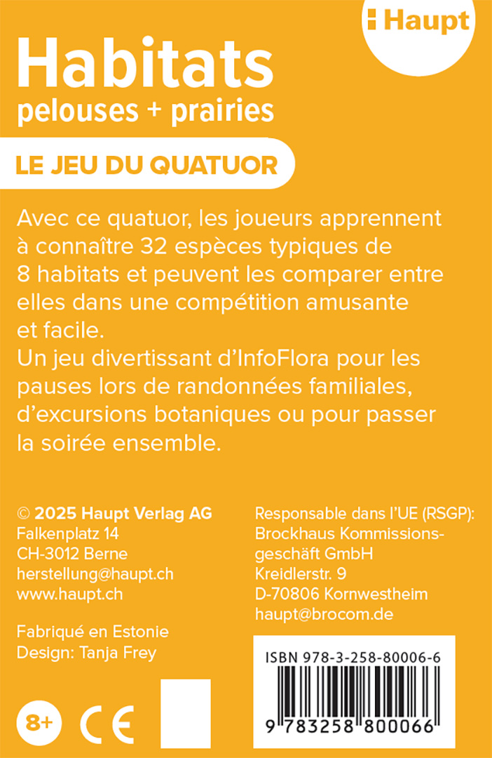 Rückseitencover Habitats pelouses et prairies – le jeu du quatuor