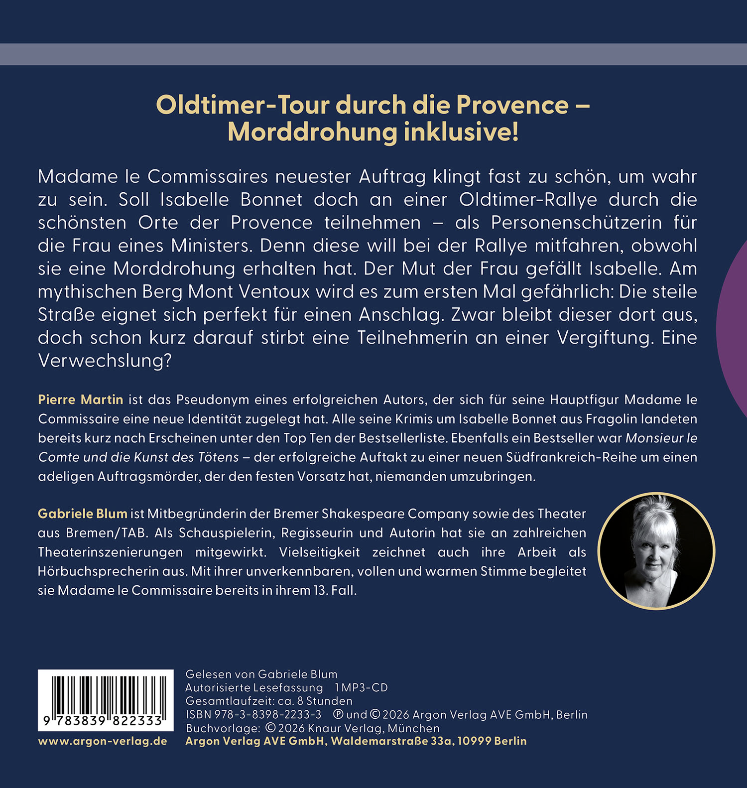 Rückseitencover Madame le Commissaire und die tödliche Rallye