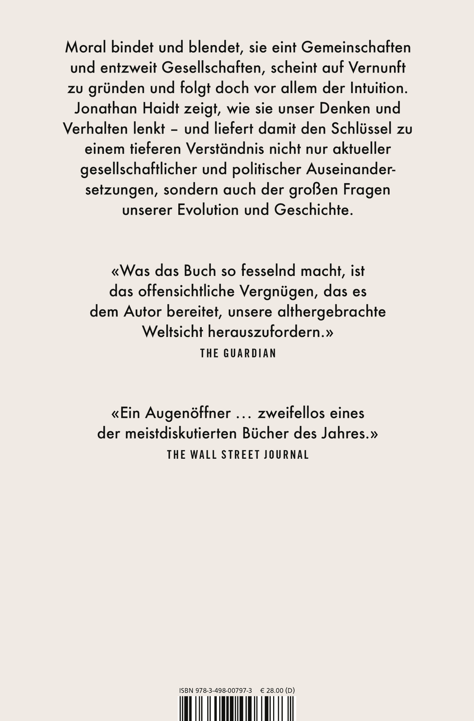 Rückseitencover Die Macht der Moral