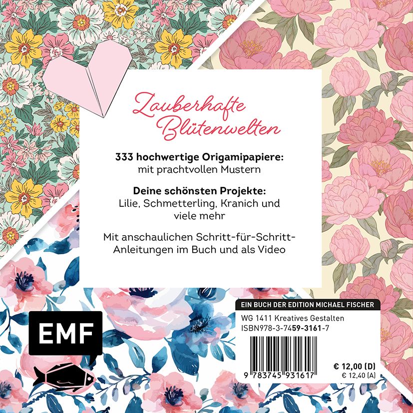 Rückseitencover 333 Origami – Blütenmeer – Florales Faltvergnügen für Blumen-Fans
