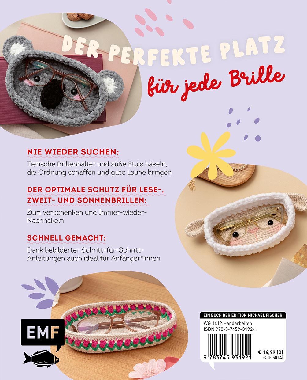Rückseitencover Brillies häkeln: Niedliche Amigurumi-Brillenhalter | Für Lese- und Sonnenbrillen
