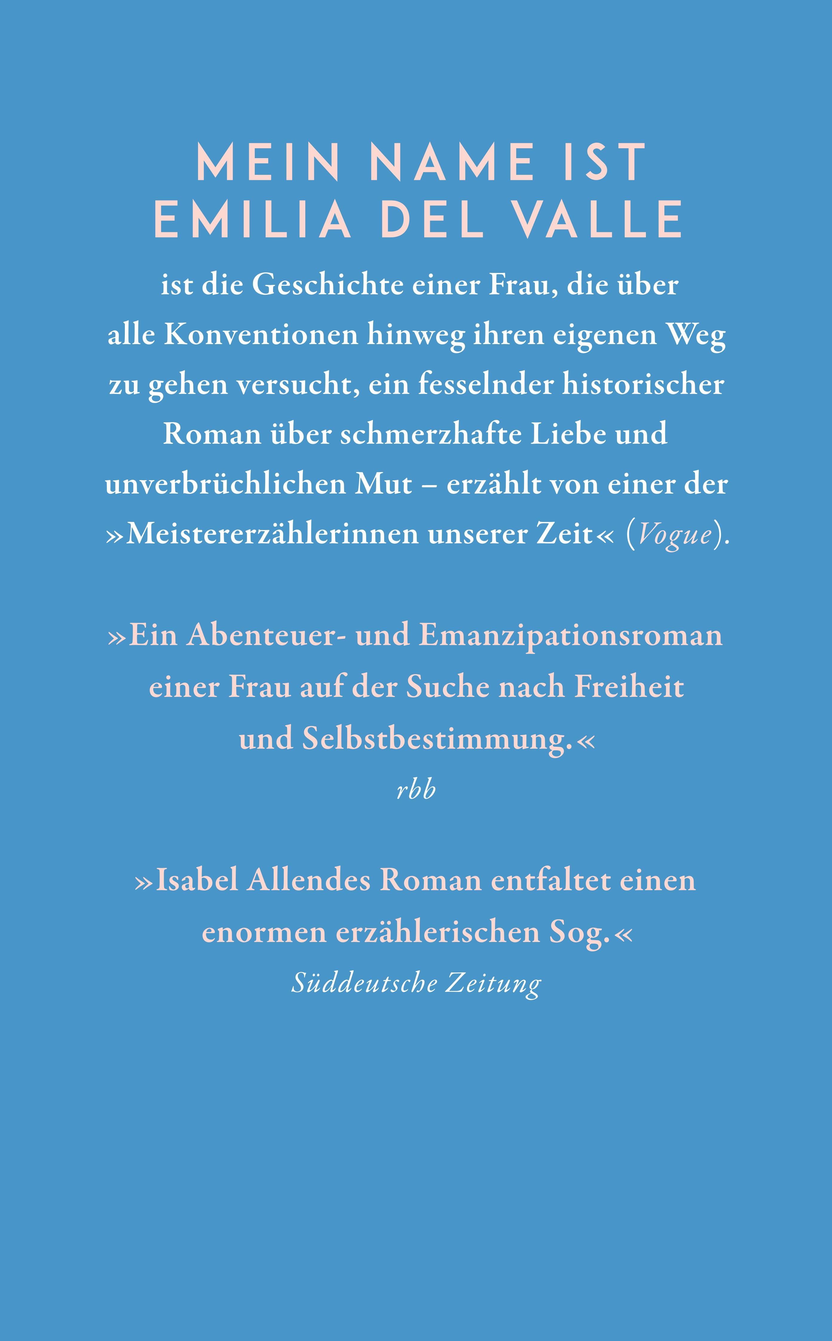 Rückseitencover Mein Name ist Emilia del Valle