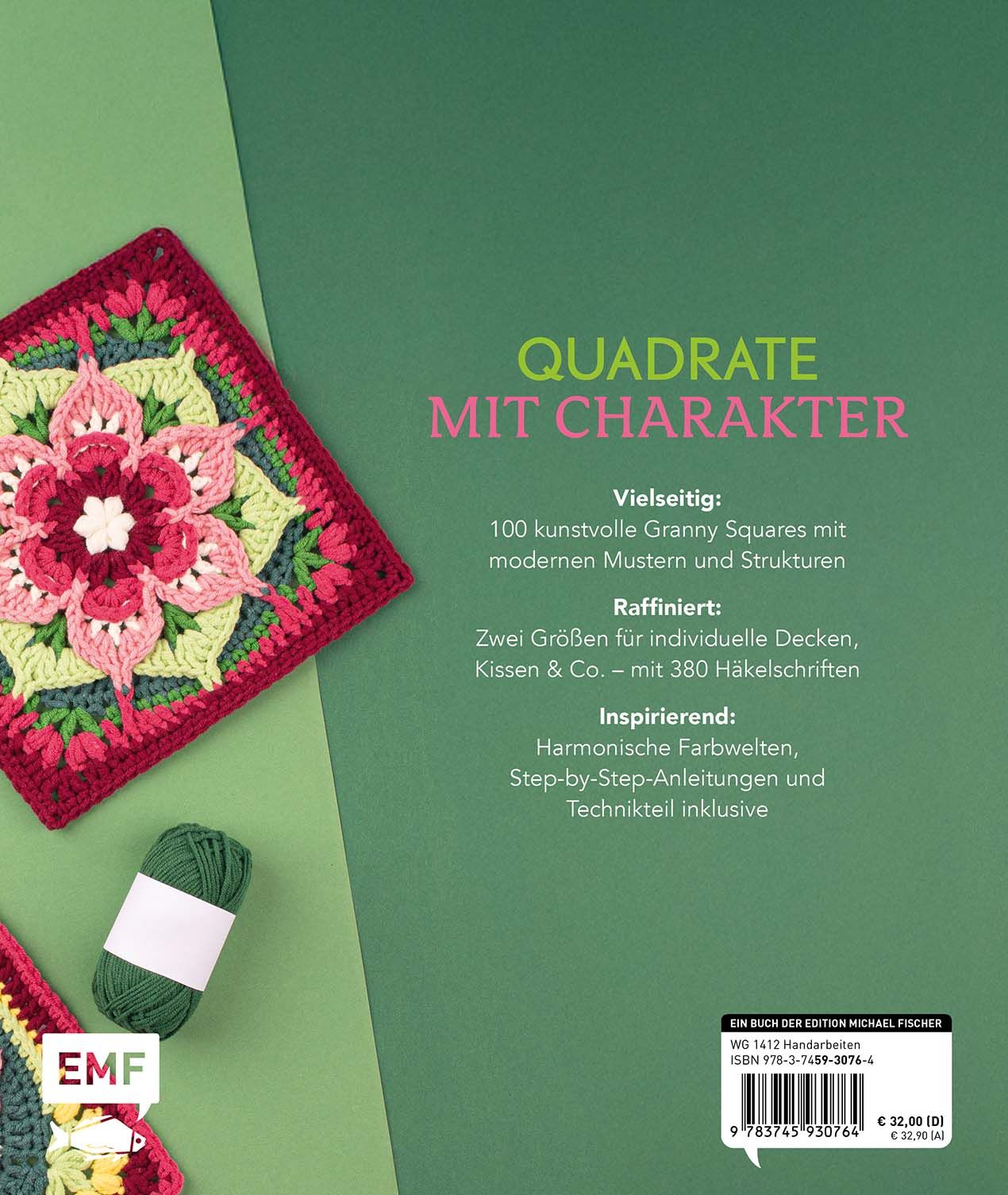 Rückseitencover Musterbibel Granny Squares: Häkelzauber in 3D-Optik