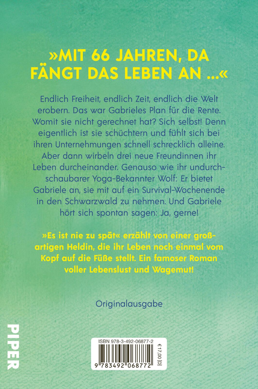 Rückseitencover Es ist nie zu spät