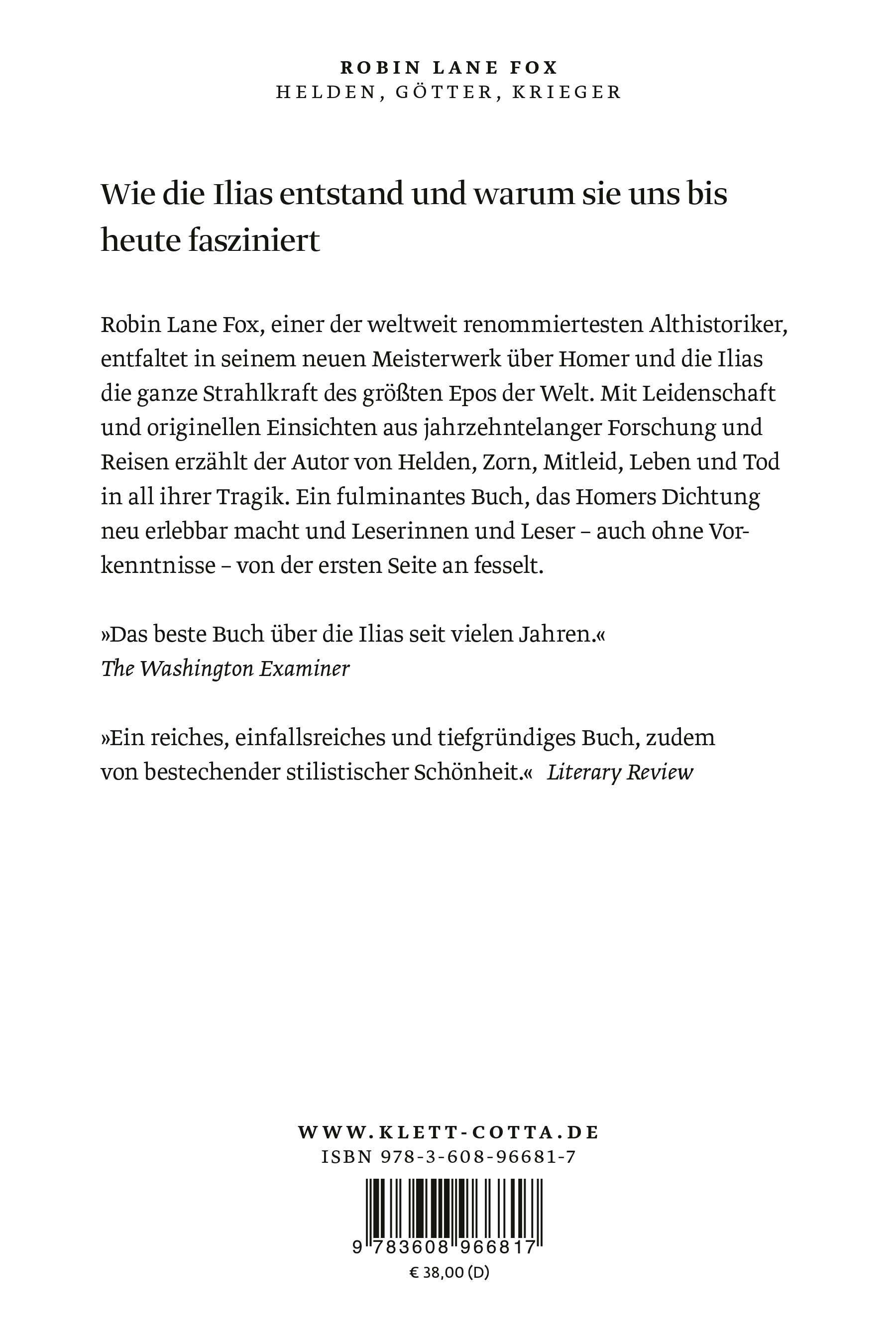 Rückseitencover Helden, Götter, Krieger