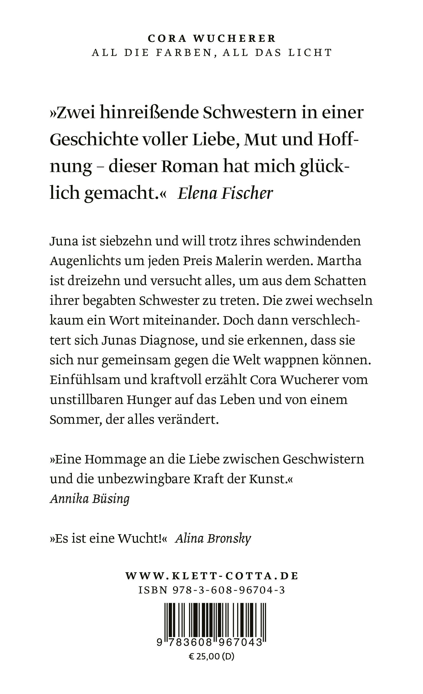 Rückseitencover All die Farben, all das Licht