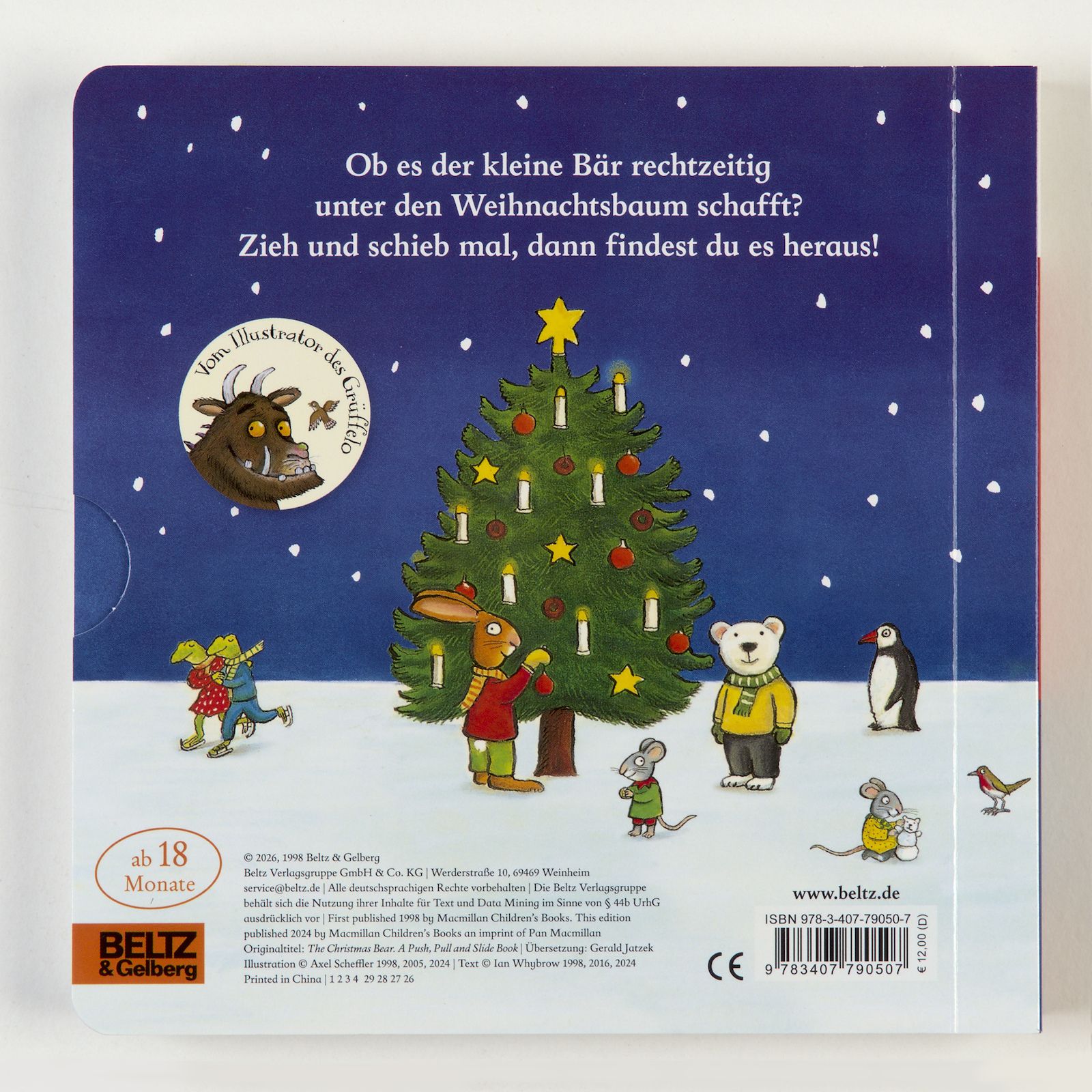 Rückseitencover Frohe Weihnachten, kleiner Bär