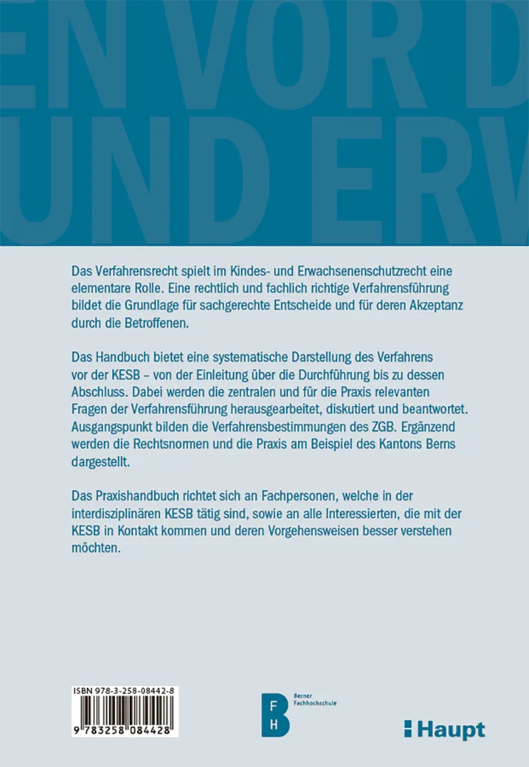 Rückseitencover Das Verfahren vor der Kindes- und Erwachsenenschutzbehörde