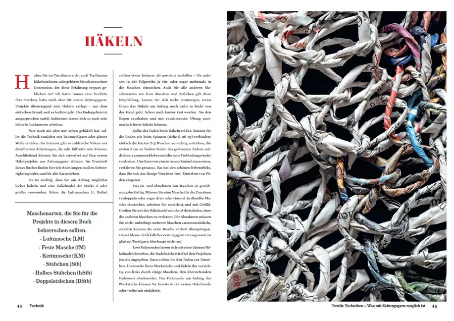 Beispielinhalt (Bild) Papiergarn aus alten Zeitungen