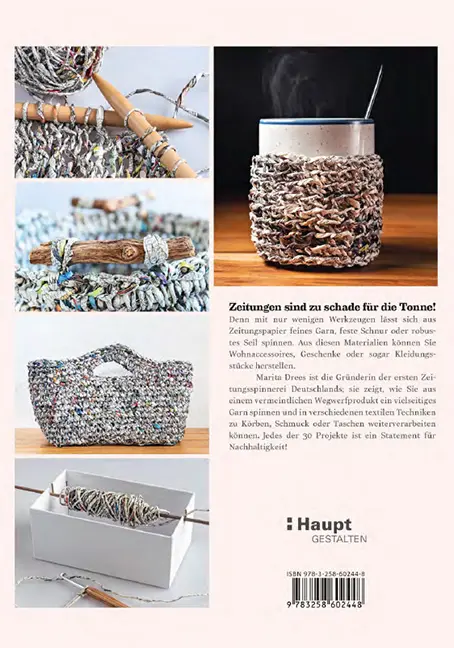 Rückseitencover Papiergarn aus alten Zeitungen