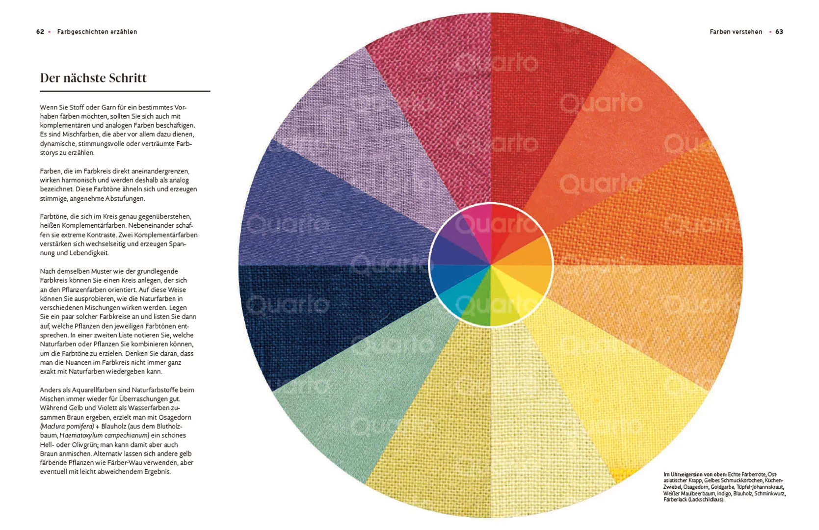 Beispielinhalt (Bild) Das Handbuch der Pflanzenfarben